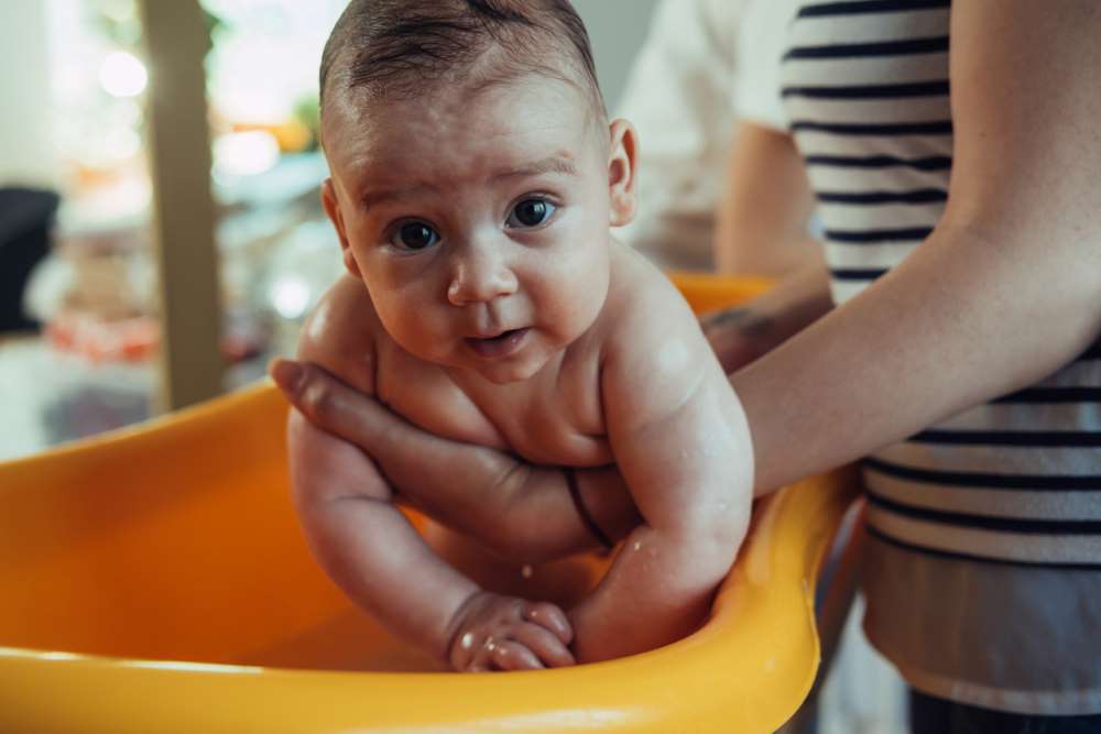 baby taking a bath