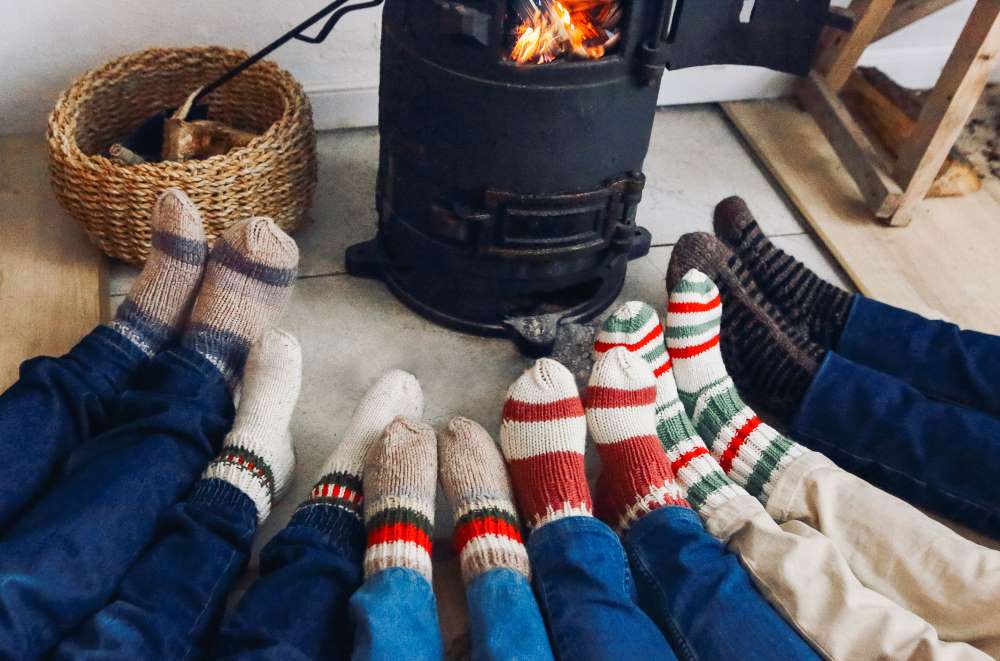 family dressed in warm clothes 