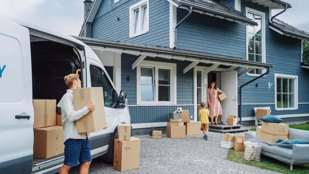 family moving into a new home