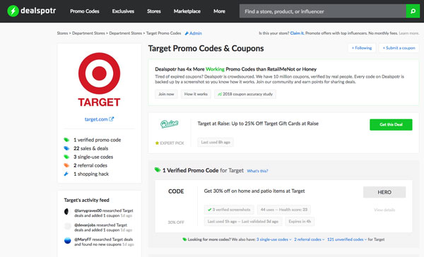 target promo code shoes