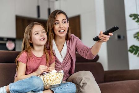 family watching tv