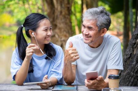 grandfather with granddaughter