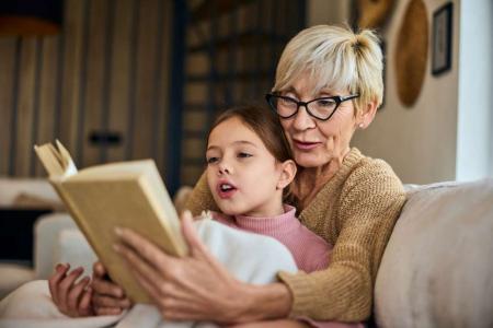 grandma reading a book