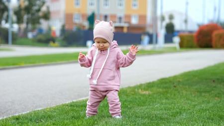 toddler on a walk