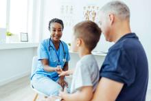 father with son at the hospital